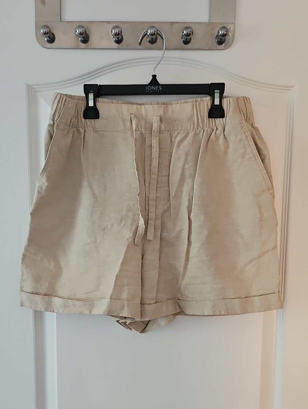 Uniqlo Linen Cotton Cuffed Elastic Waist Drawstring Shorts Size M